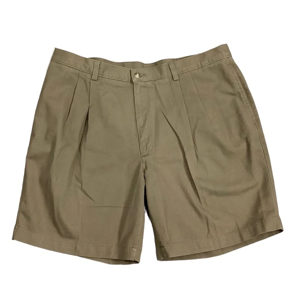 Men's Savane 40 XL Shorts Toffee Pleated Chino Khakis 4 Pockets Golf Cotton NWT - Picture 3 of 8